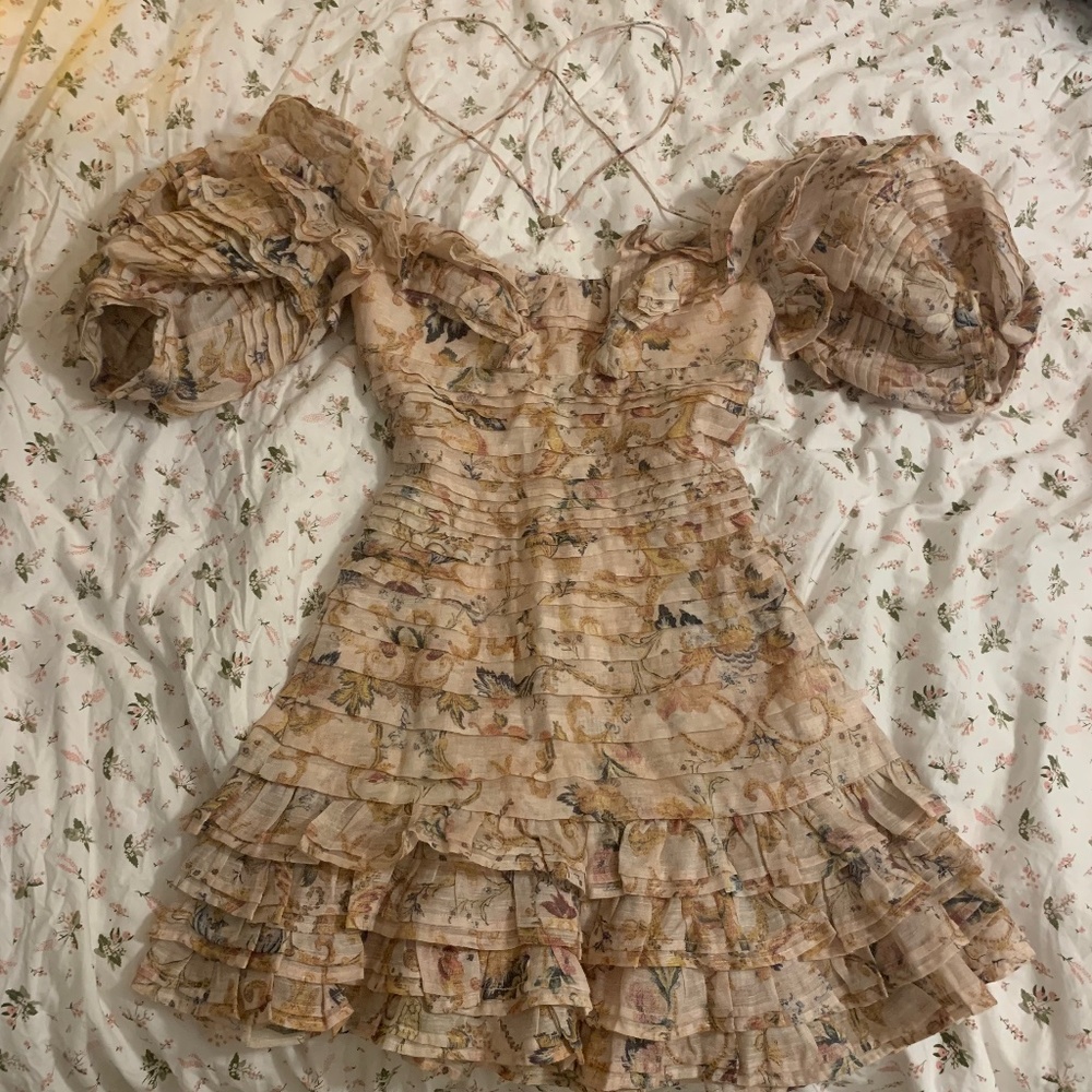 zimmermann painted hearts folds mini dress